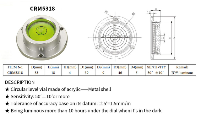 Circular Level Vial——Metal Shell K-CRM5318